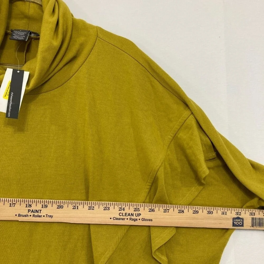 New Chelsea & Theodore Large‎ Turtle Neck Ruffle Dolman Sleeve Knit Sweater